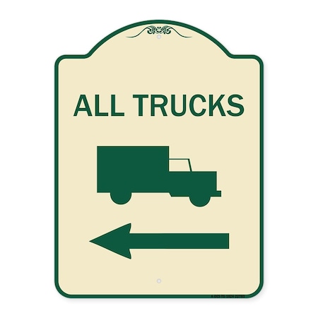 Signmission Trucks All Trucks W/ Truck & Left Arrow Heavy-Gauge Aluminum Sign, 24" x 18", TG-1824-22783 A-DES-TG-1824-22783
